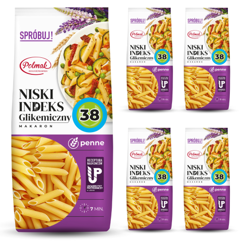 Makaron Penne Niski IG 38 POLMAK 250g  5 sztuk