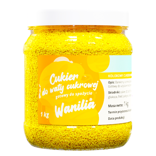 Cukier do waty cukrowej ŻÓŁTY WANILIOWY 1kg słoik