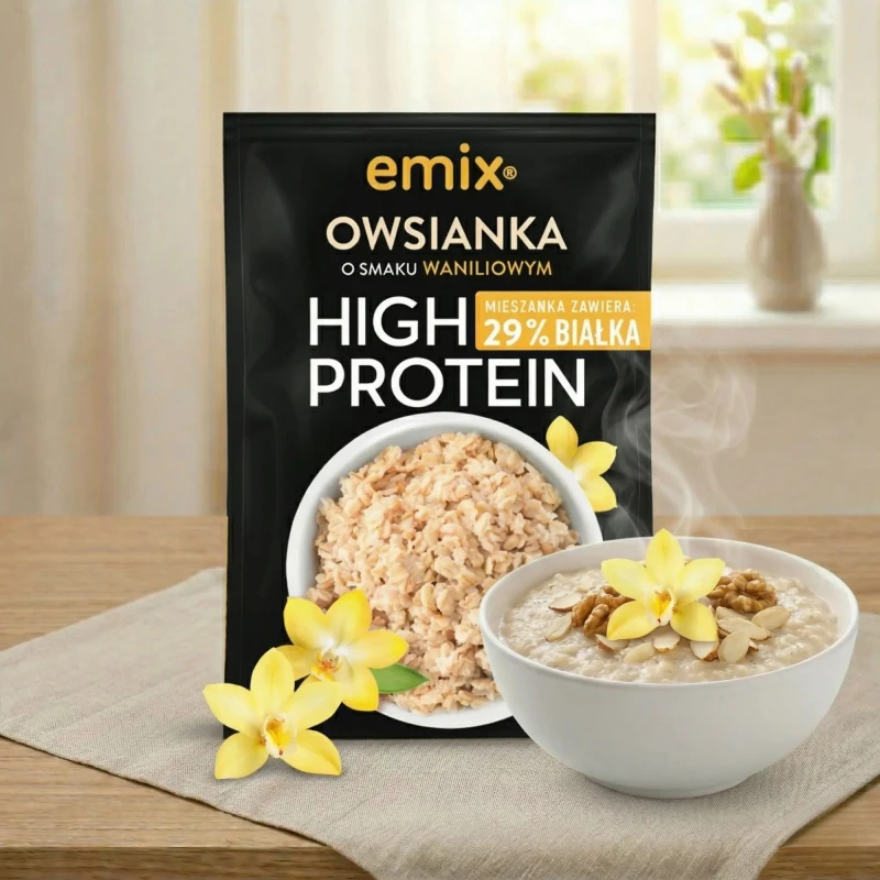 Owsianka proteinowa Emix bez dodatku cukru waniliowa 70g z miseczką