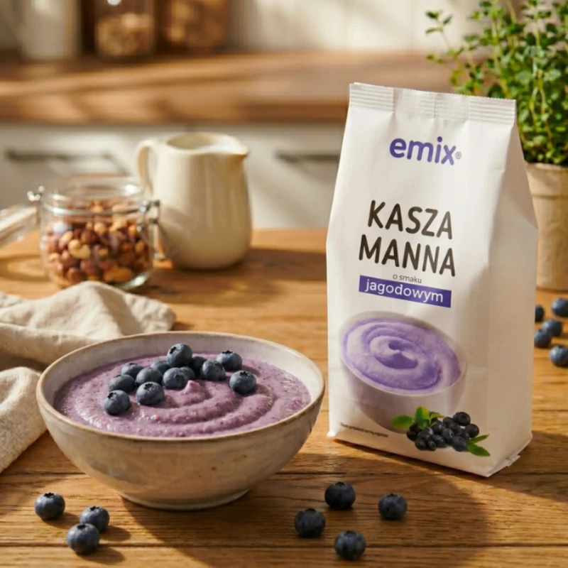 Kasza manna Emix bez dodatku cukru o smaku jagodowym