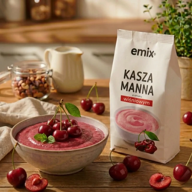Kasza manna Emix bez dodatku cukru o smaku wiśniowym 500g