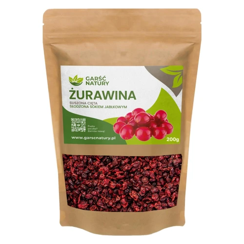 Żurawina suszona cięta słodzona sokiem jabłkowym 200g