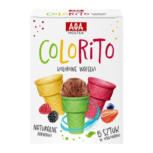 Wafelki do lodów i deserów colorito kolorowe AgaHoltex 15 sztuk