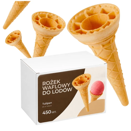 Rożek do lodów tulipan Tulip XL 420 szt. 53x115mm Polskie Wafle