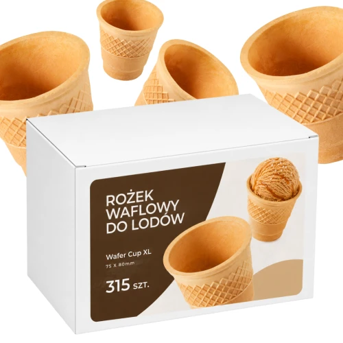 Wafle do lodów chrupiące Miran Wafer Cup XL 315 szt. 75x80 mm Polskie Wafle
