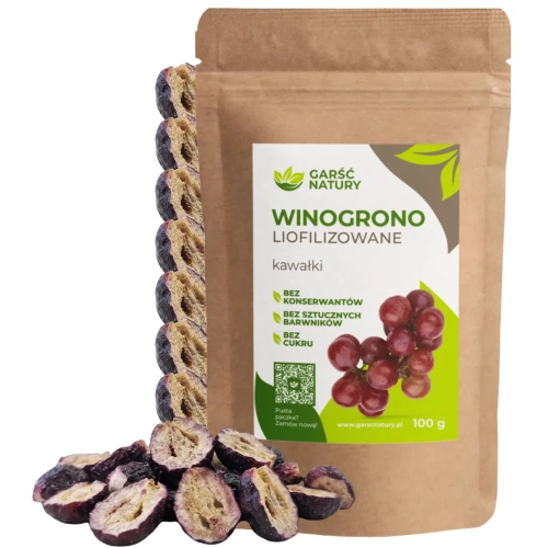 Winogrono czerwone liofilizowane kawałki Garść Natury 100g