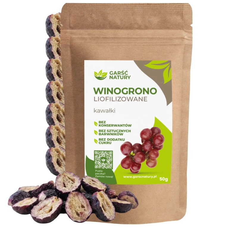Winogrono czerwone liofilizowane kawałki Garść Natury 50g