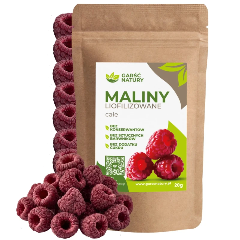 Maliny liofilizowane całe Garść Natury 20g