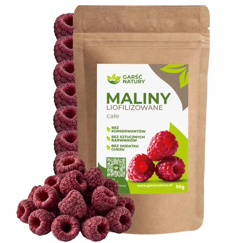 Maliny liofilizowane całe Garść Natury 50g