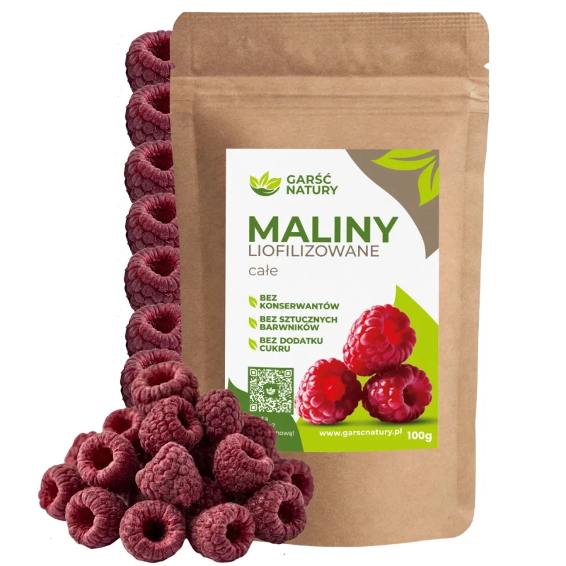 Maliny liofilizowane całe Garść Natury 100g