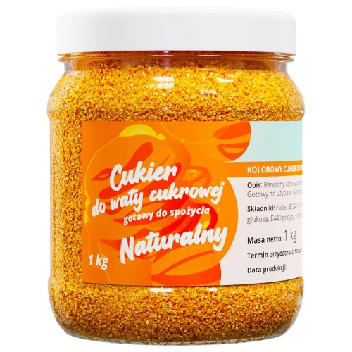 Cukier do waty cukrowej POMARAŃCZOWY NATURALNY 1kg słoik