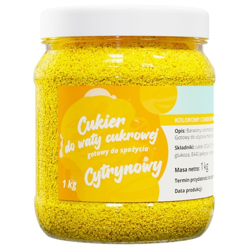 Cukier do waty cukrowej ŻÓŁTY CYTRYNA 1kg słoik