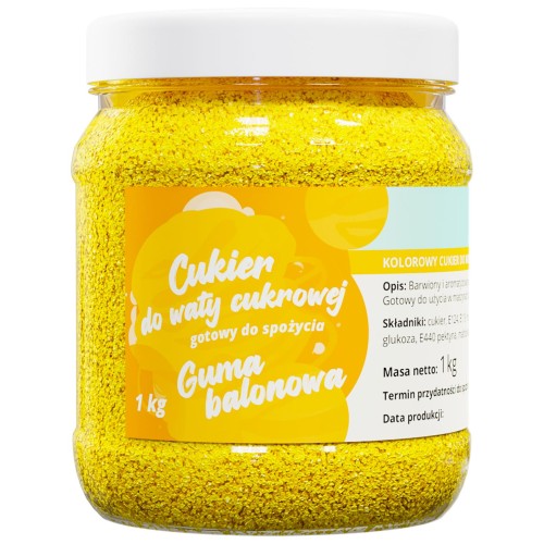 Cukier do waty cukrowej ŻÓŁTY GUMA BALONOWA 1kg słoik