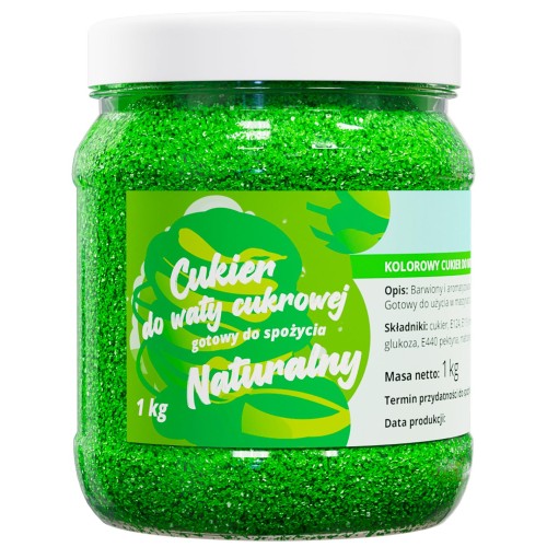Cukier do waty cukrowej ZIELONY NATURALNY 1kg słoik